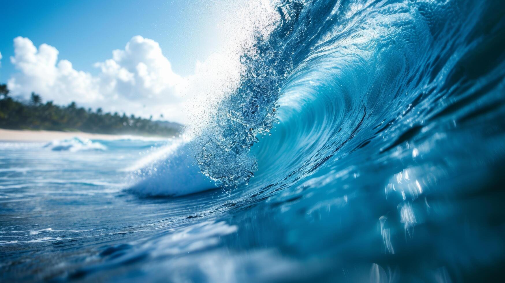 ai generato vorticoso onde e freddo blues evocare il brivido di attraente il Perfetto onda foto