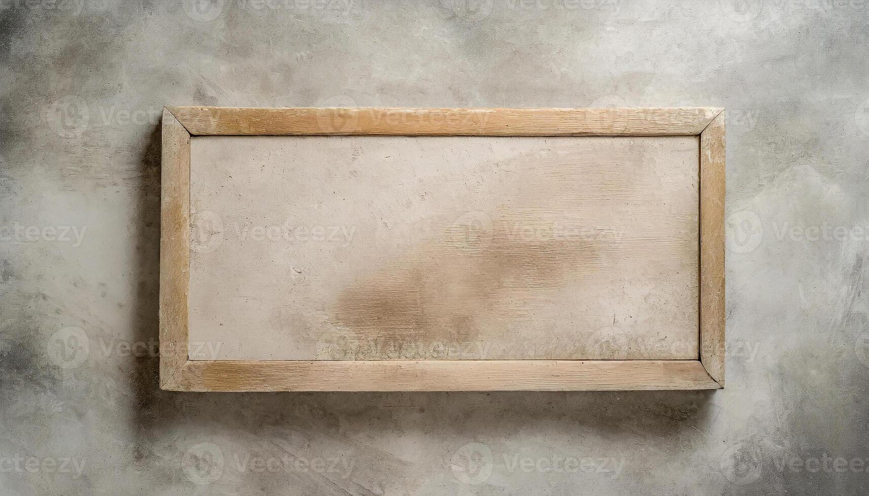 ai generato rustico di legno telaio su un' strutturato grigio parete. ideale per arte presentazioni o Vintage ▾ arredamento. foto