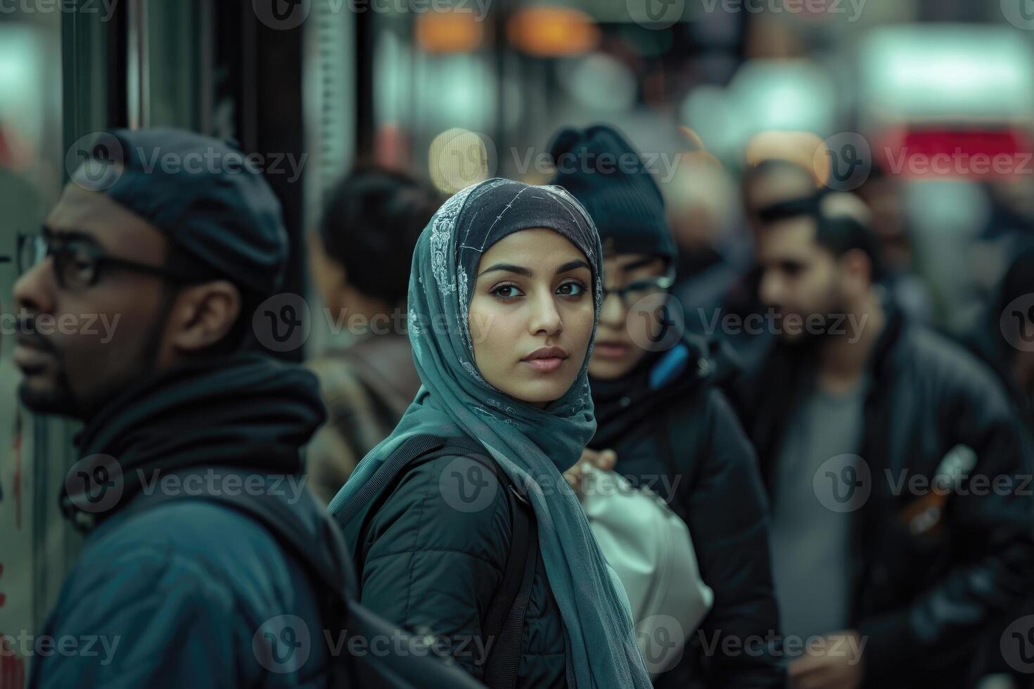 ai generato diverso individui coesistere nel un' città. a partire dal diverso etnico sfondi, età gruppi, e generi. foto