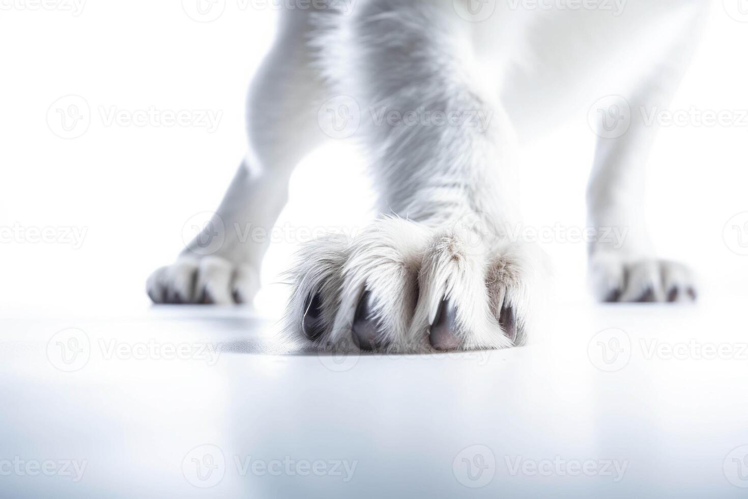 ai generato un' vicino su di un' cani zampa foto