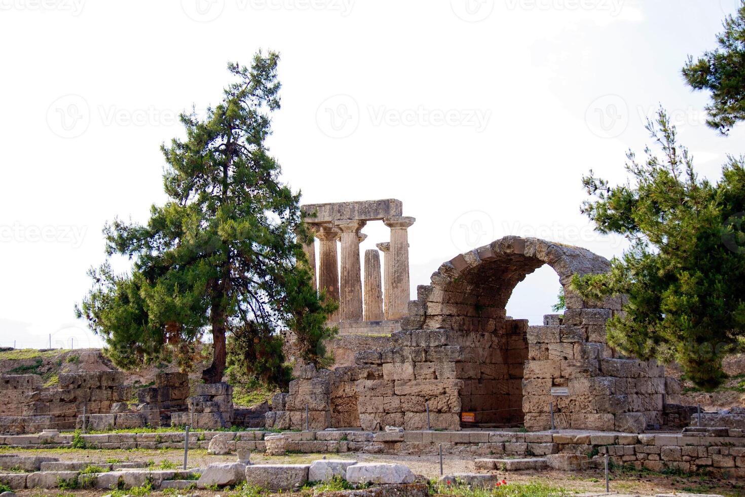 archeologico scavare luogo a Apollo tempio, corinto, Grecia. foto