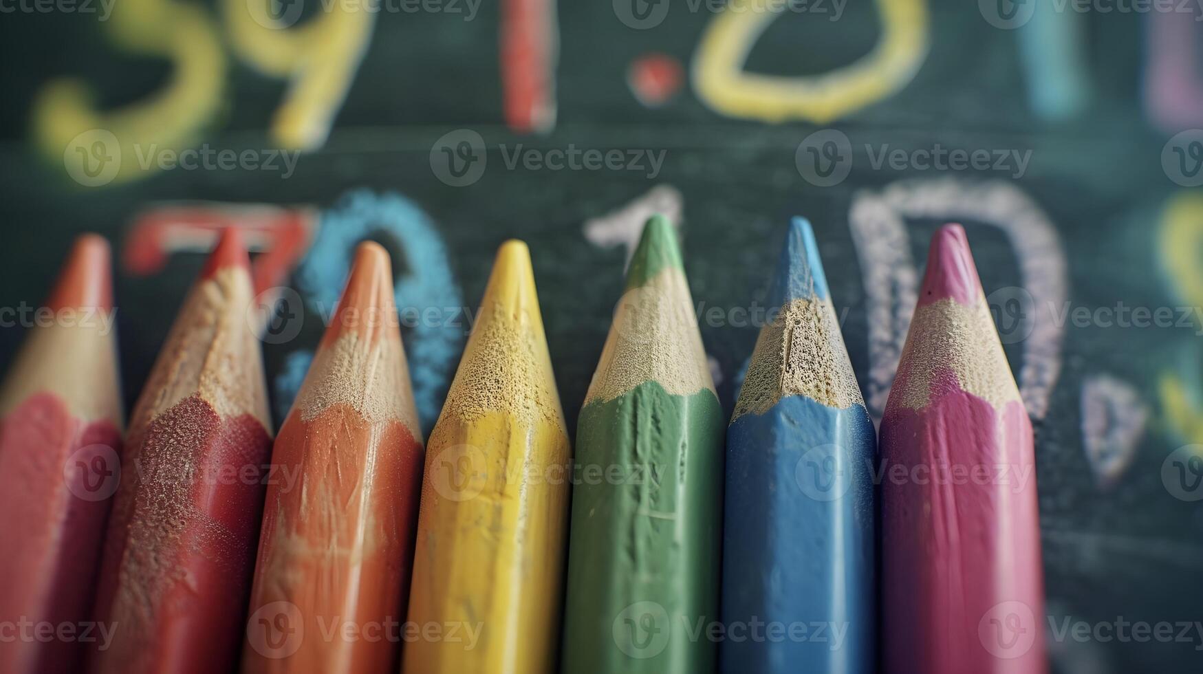 ai generato indietro per scuola, lavagna conto alla rovescia, uso un' lavagna per creare un' conto alla rovescia per il primo giorno di scuola con vivace gesso colori, sfondo Immagine, generativo ai foto