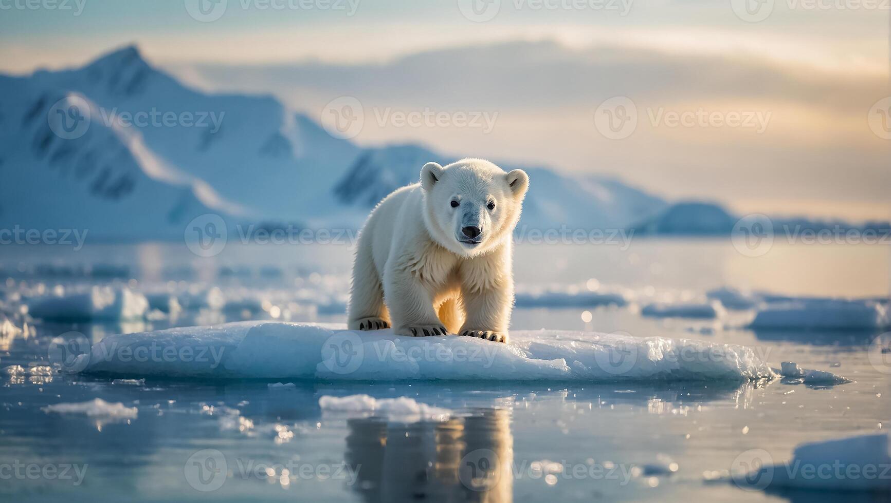 ai generato bianca polare orso nel il nord foto