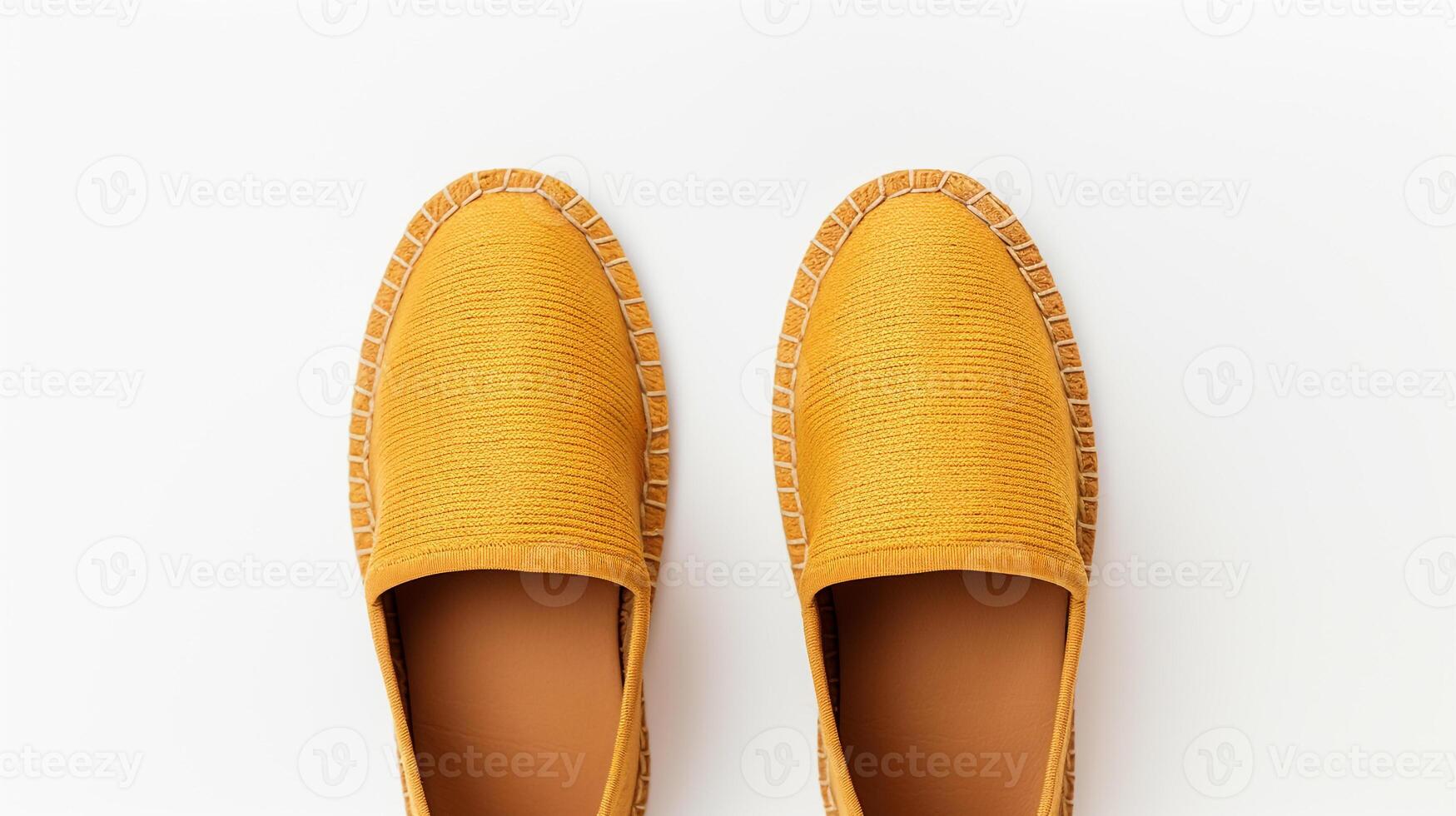 ai generato ambra espadrillas scarpe isolato su bianca sfondo con copia spazio per annuncio. generativo ai foto