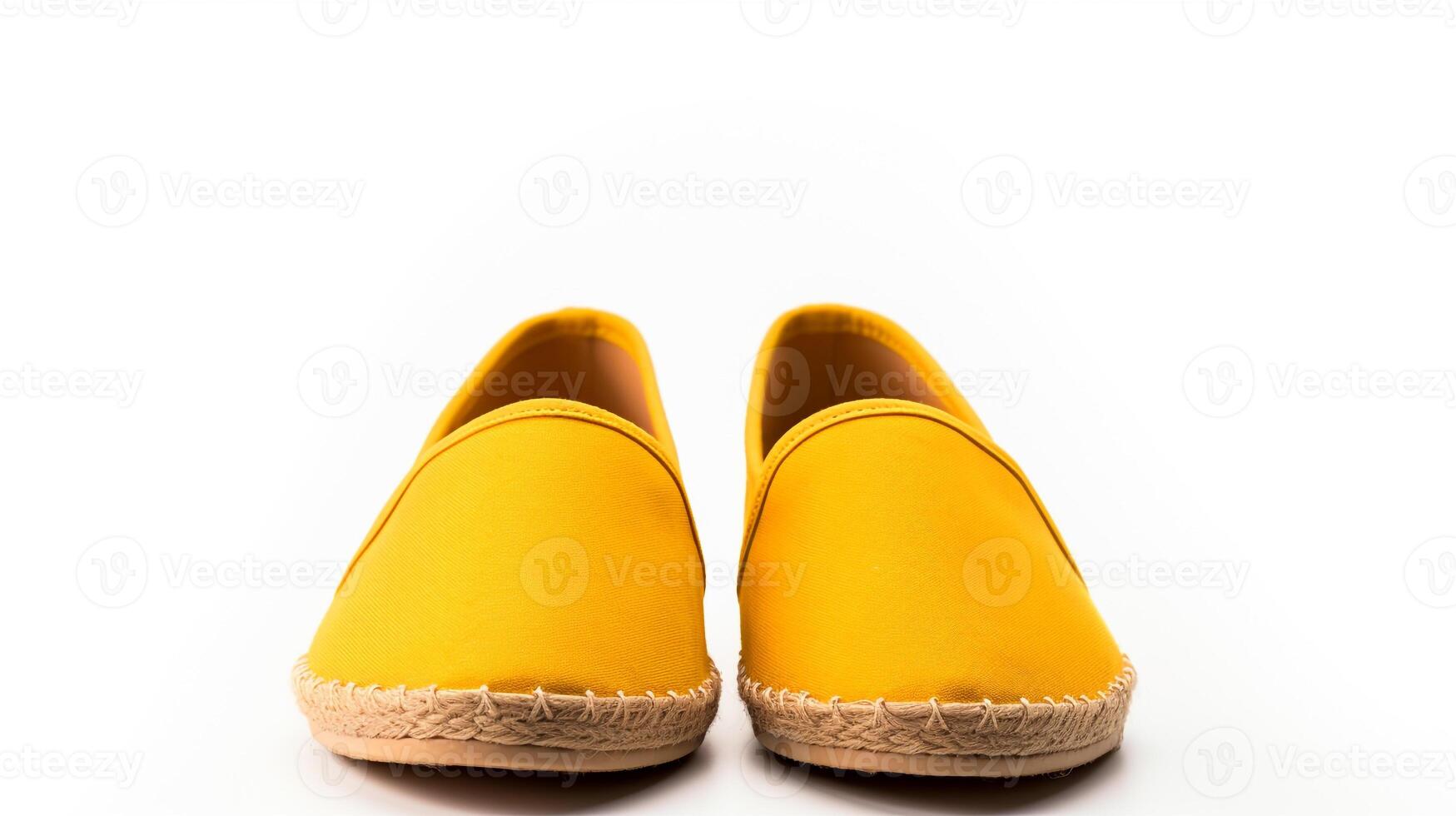 ai generato giallo espadrillas scarpe isolato su bianca sfondo con copia spazio per annuncio. generativo ai foto