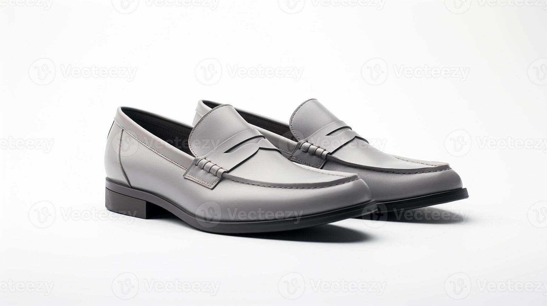 ai generato grigio mocassini scarpe isolato su bianca sfondo con copia spazio per annuncio. generativo ai foto