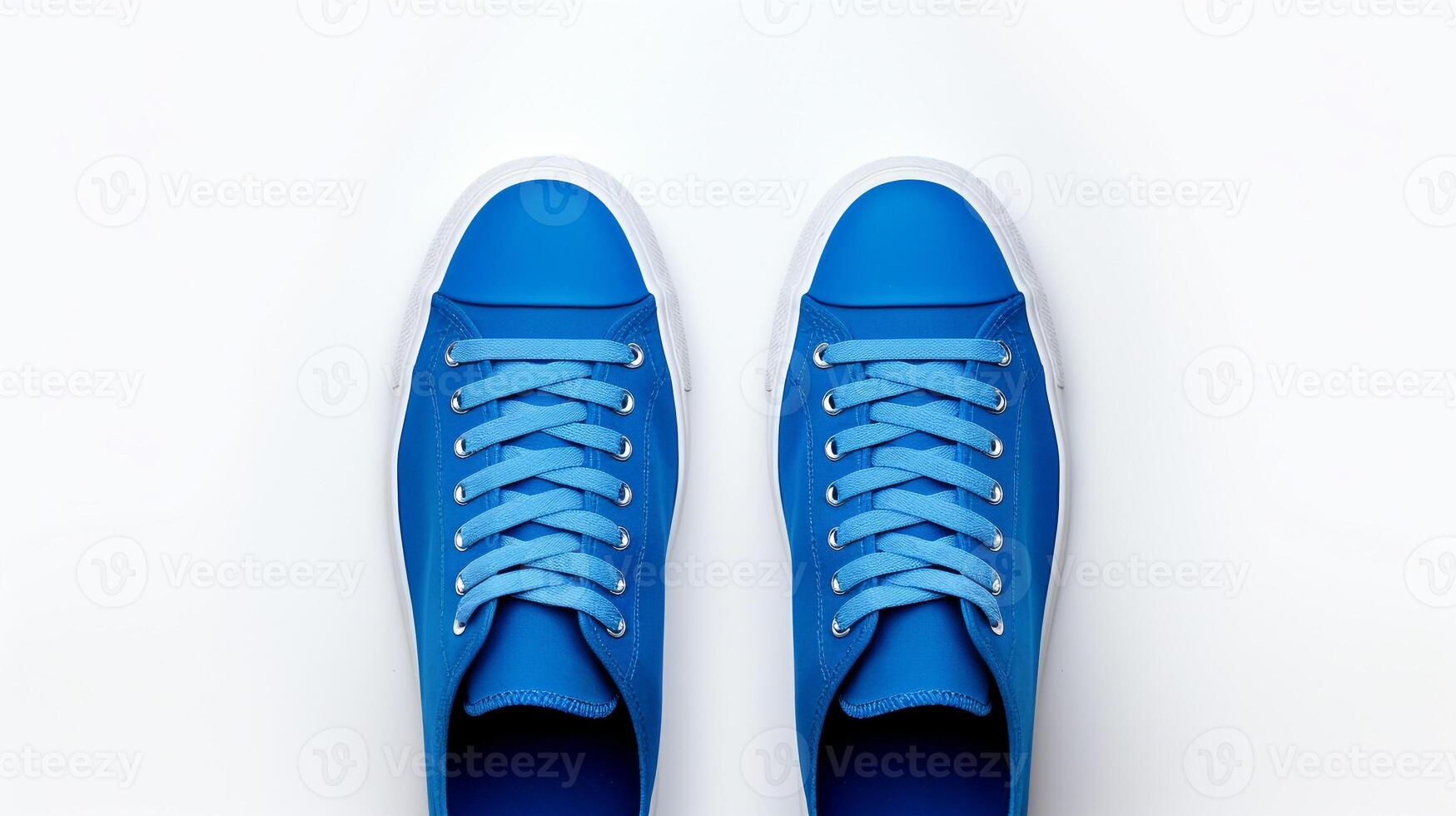 ai generato blu scarpe da ginnastica scarpe isolato su bianca sfondo con copia spazio per annuncio. generativo ai foto