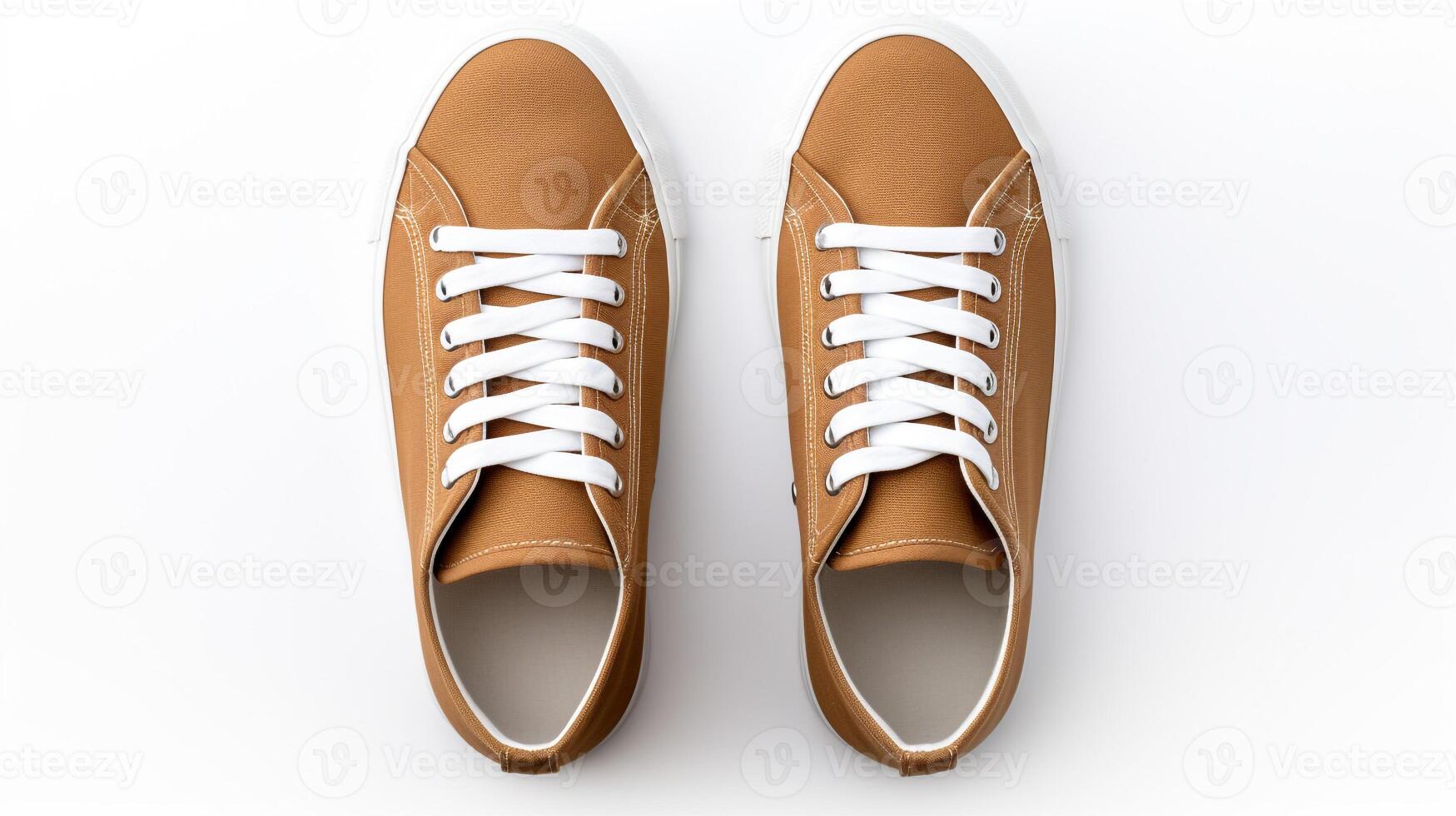 ai generato Marrone scarpe da ginnastica scarpe isolato su bianca sfondo con copia spazio per annuncio. generativo ai foto