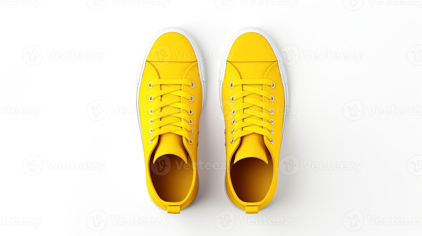 ai generato giallo scarpe da ginnastica scarpe isolato su bianca sfondo con copia spazio per annuncio. generativo ai foto