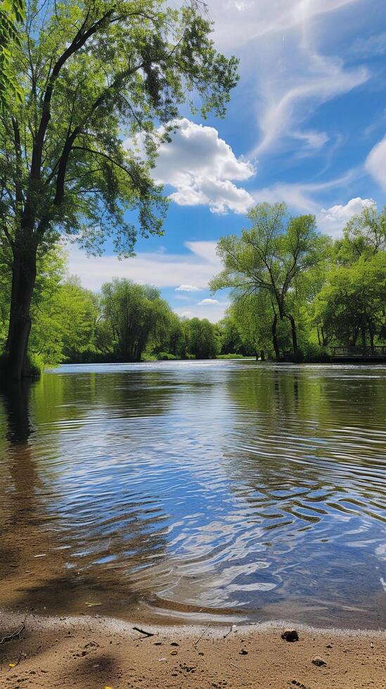 ai generato sul fiume ricreazione, sfondo Immagine, generativo ai foto