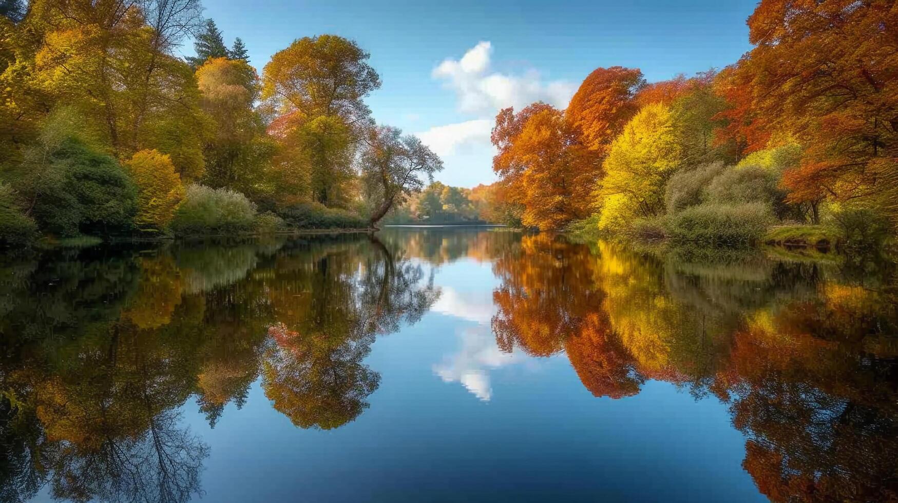 ai generato sul fiume riflessi, sfondo Immagine, generativo ai foto