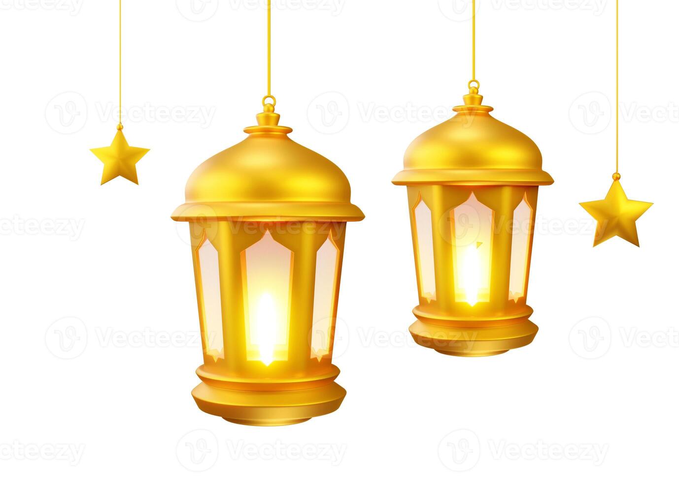 3d lampada elemento icona islamico lampada nel Ramadan e eid mubarak evento foto