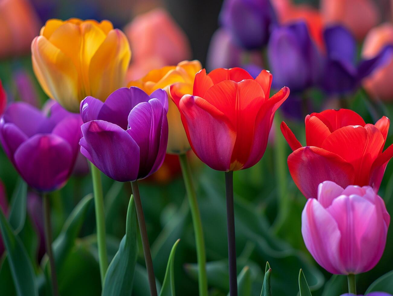 ai generato bellezza tulipano fiore vivace colorato flora ai generativo foto