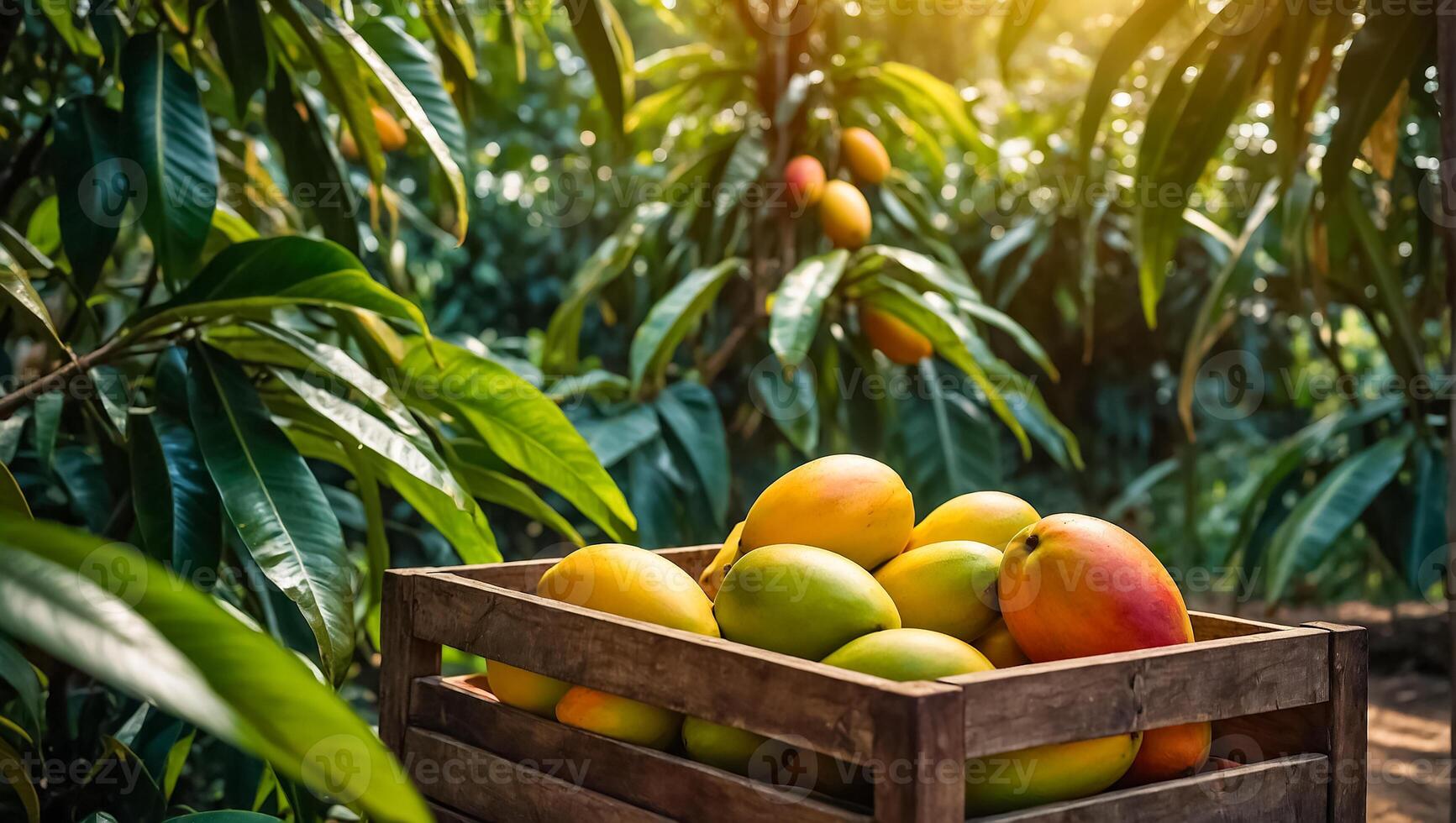 ai generato maturo Mango raccogliere il giardino foto