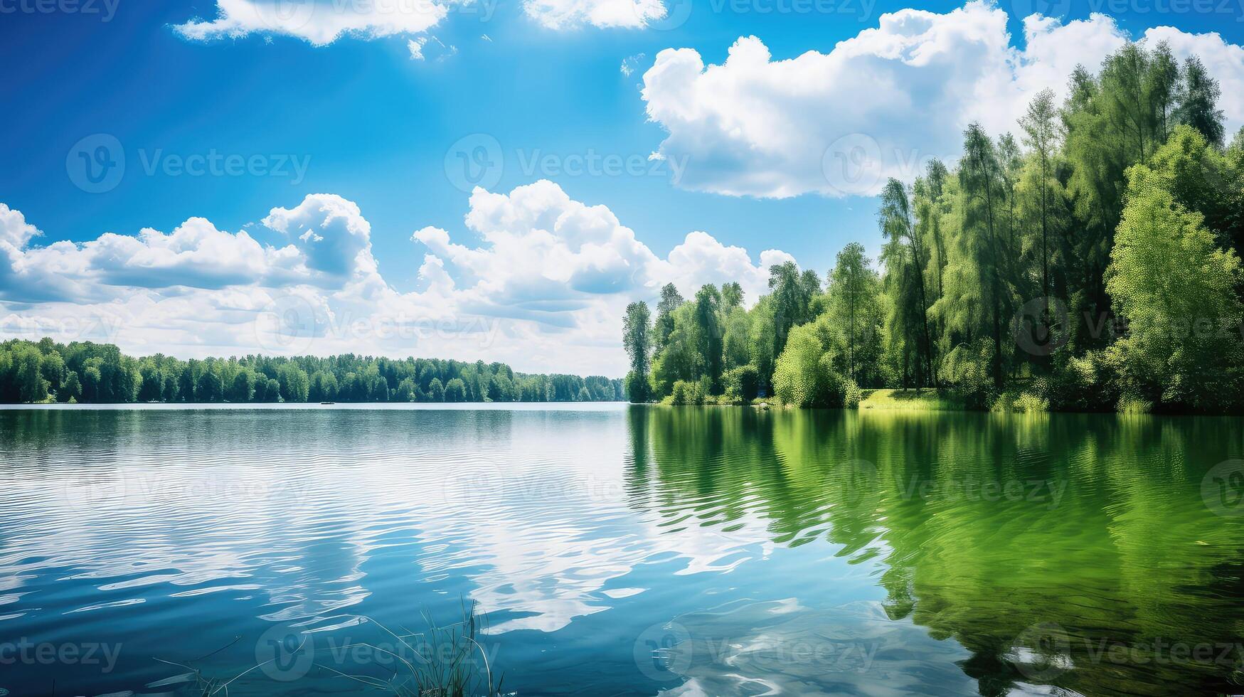 ai generato all'aperto lago bandiera ai generato foto