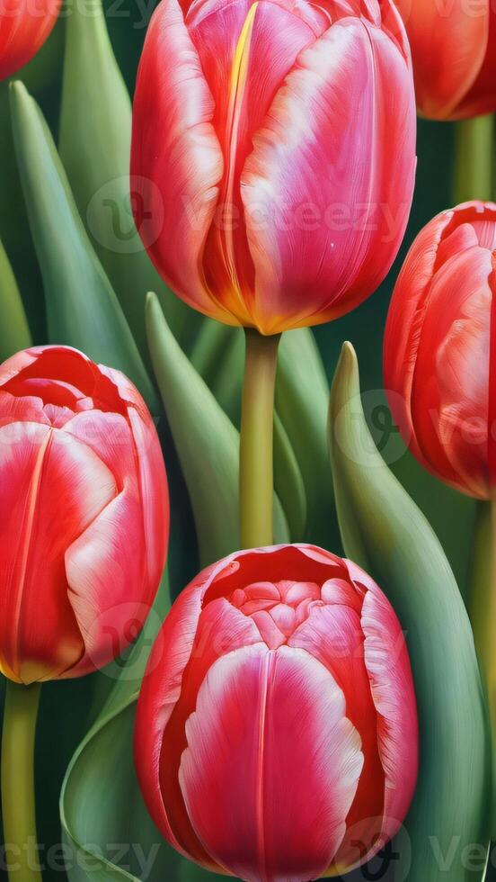 ai generato foto di tulipano dettagliato acquerello pittura frutta verdura clipart botanico realistico illustrazione. ai generato