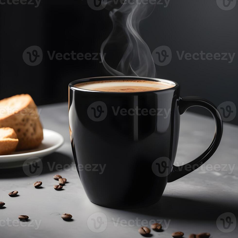 ai generato nero caffè boccale foto