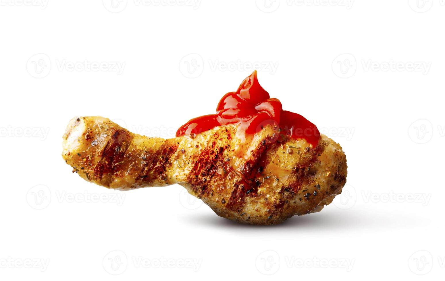 al forno pollo gamba ketchup salsa spezie isolato su bianca foto