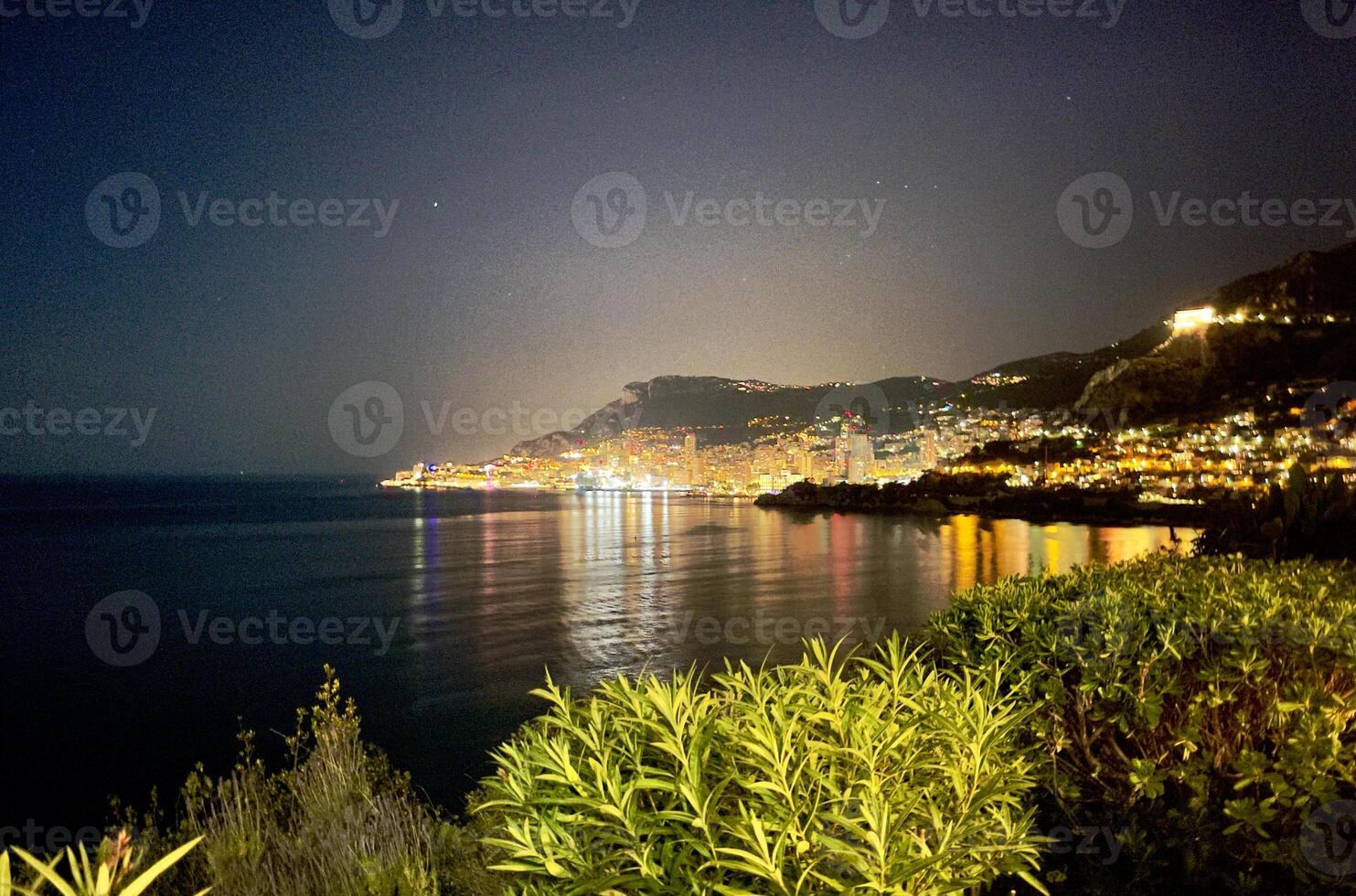 un' Visualizza di il oceano a notte foto