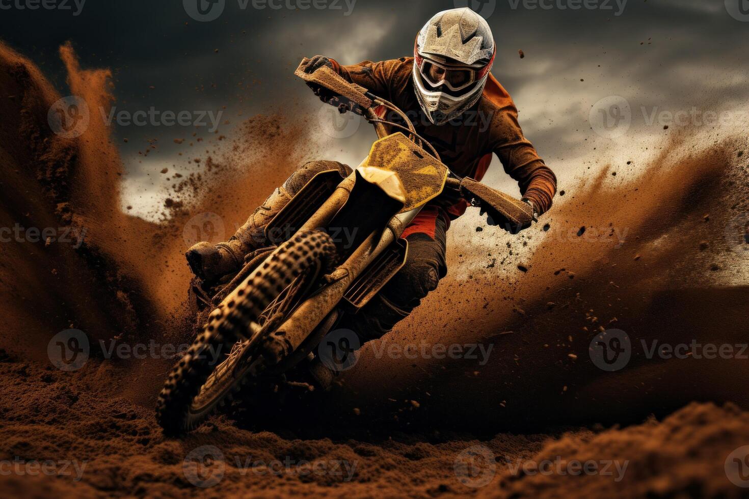 ai generato esilarante motocross attraversamento sporco. creare ai foto