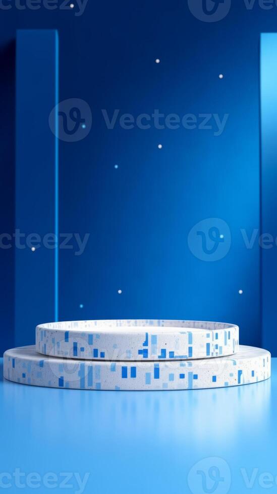 ai generato elegante blu terrazzo podio per minimalista e moderno esposizione foto