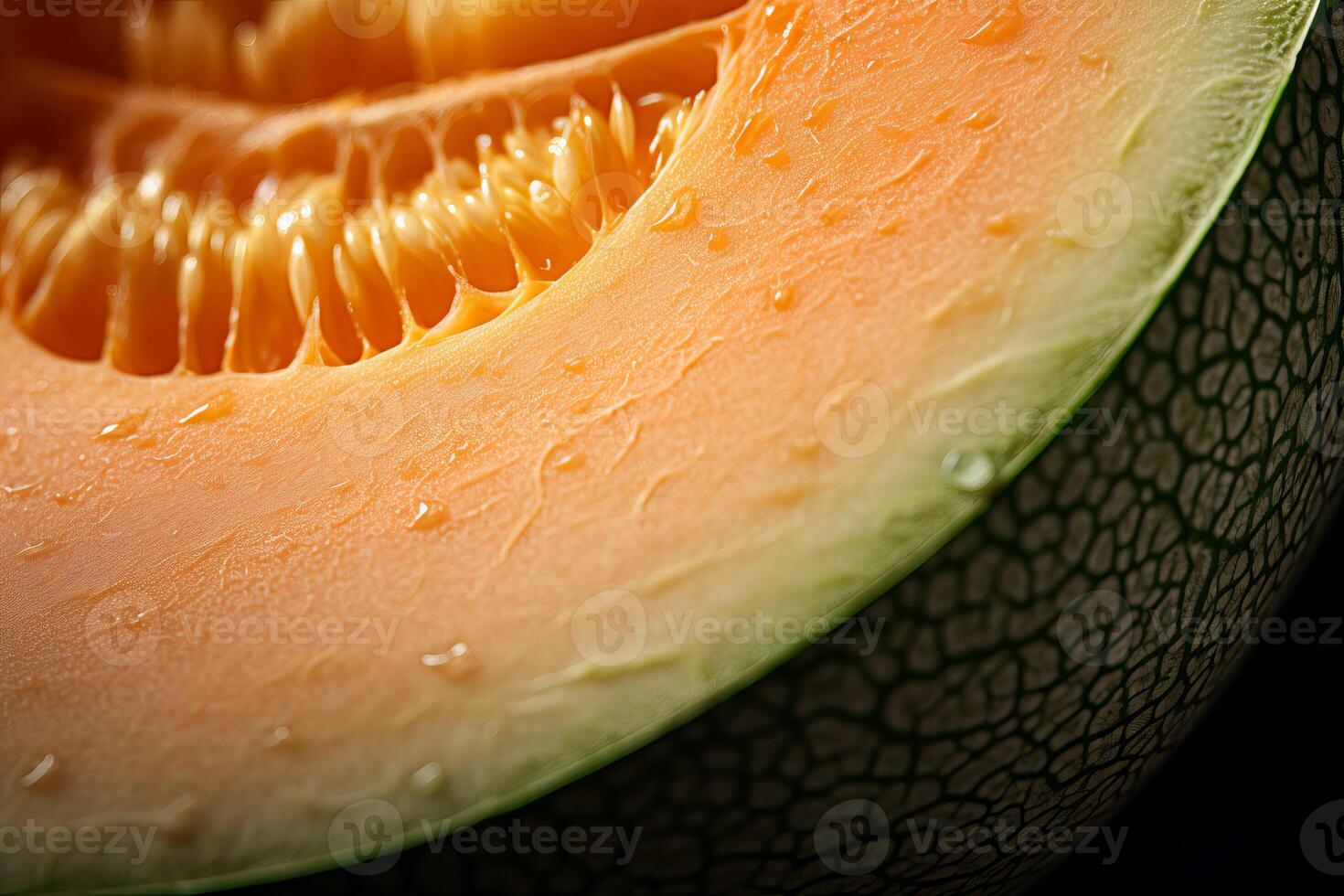 ai generato colorato melone metà avvicinamento. creare ai foto