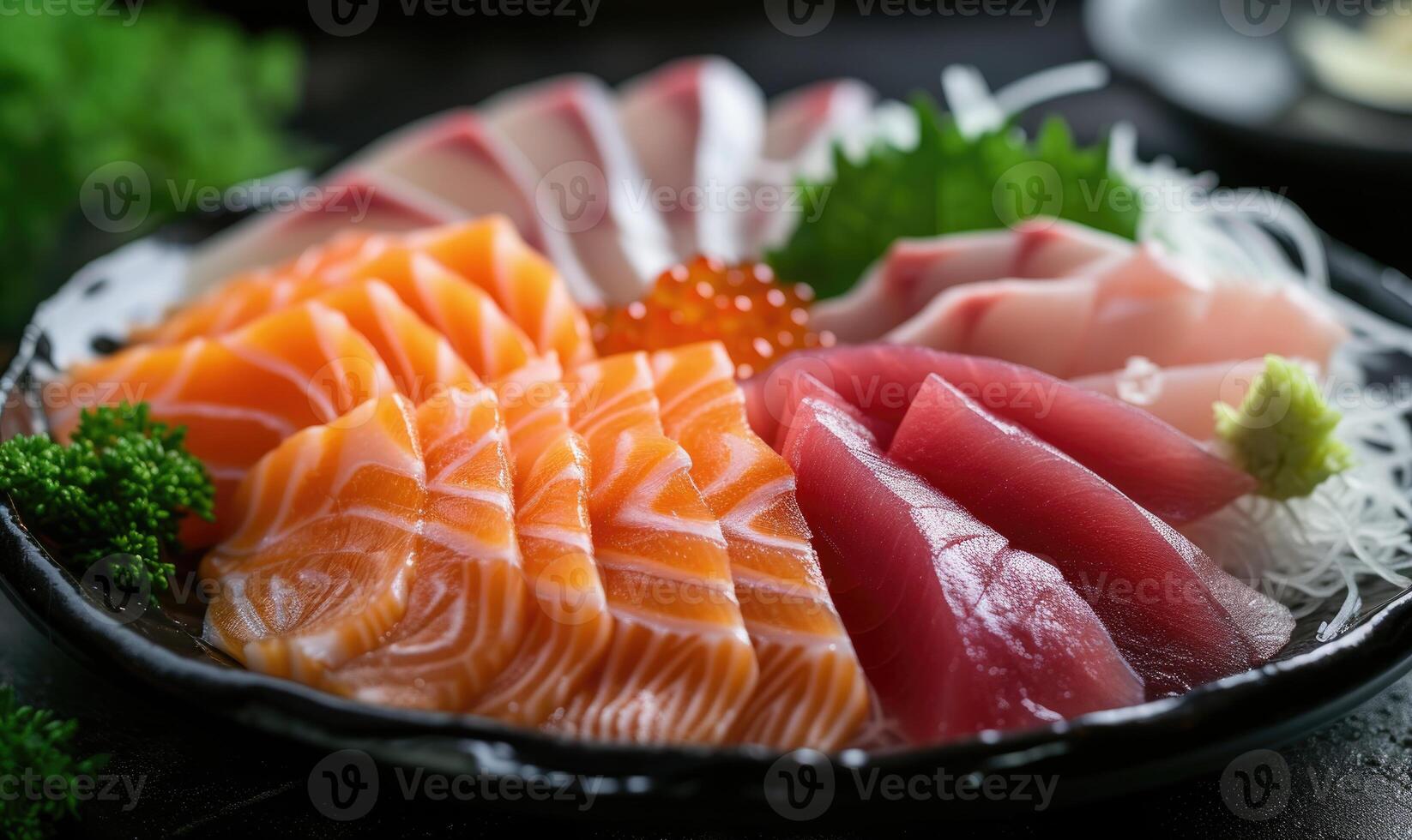 ai generato sashimi giapponese cibo stile - selettivo messa a fuoco punto foto