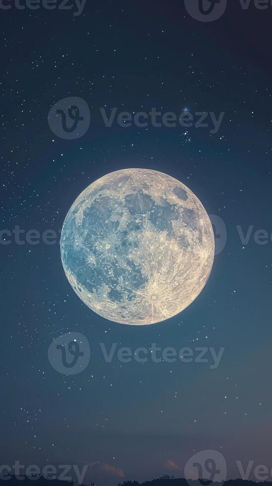 ai generato il pieno Luna illuminante il notte cielo durante il santo mese di Ramadan, evocando un' senso di serenità e spiritualità in mezzo il tranquillo, calmo buio. foto