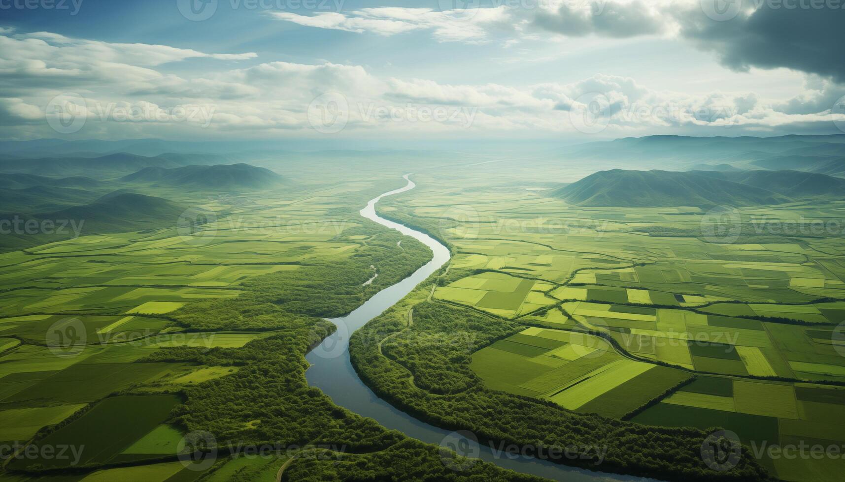 ai generato aereo Visualizza di coltivato agricolo foto