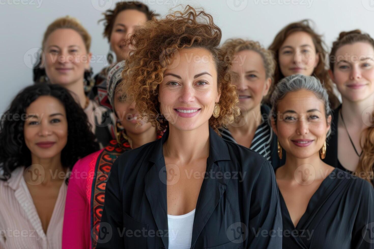 ai generato gioioso diverso donne con colorato acconciature avvicinamento. gioioso diverso donne con colorato acconciature, condivisione un' genuino momento di felicità. foto