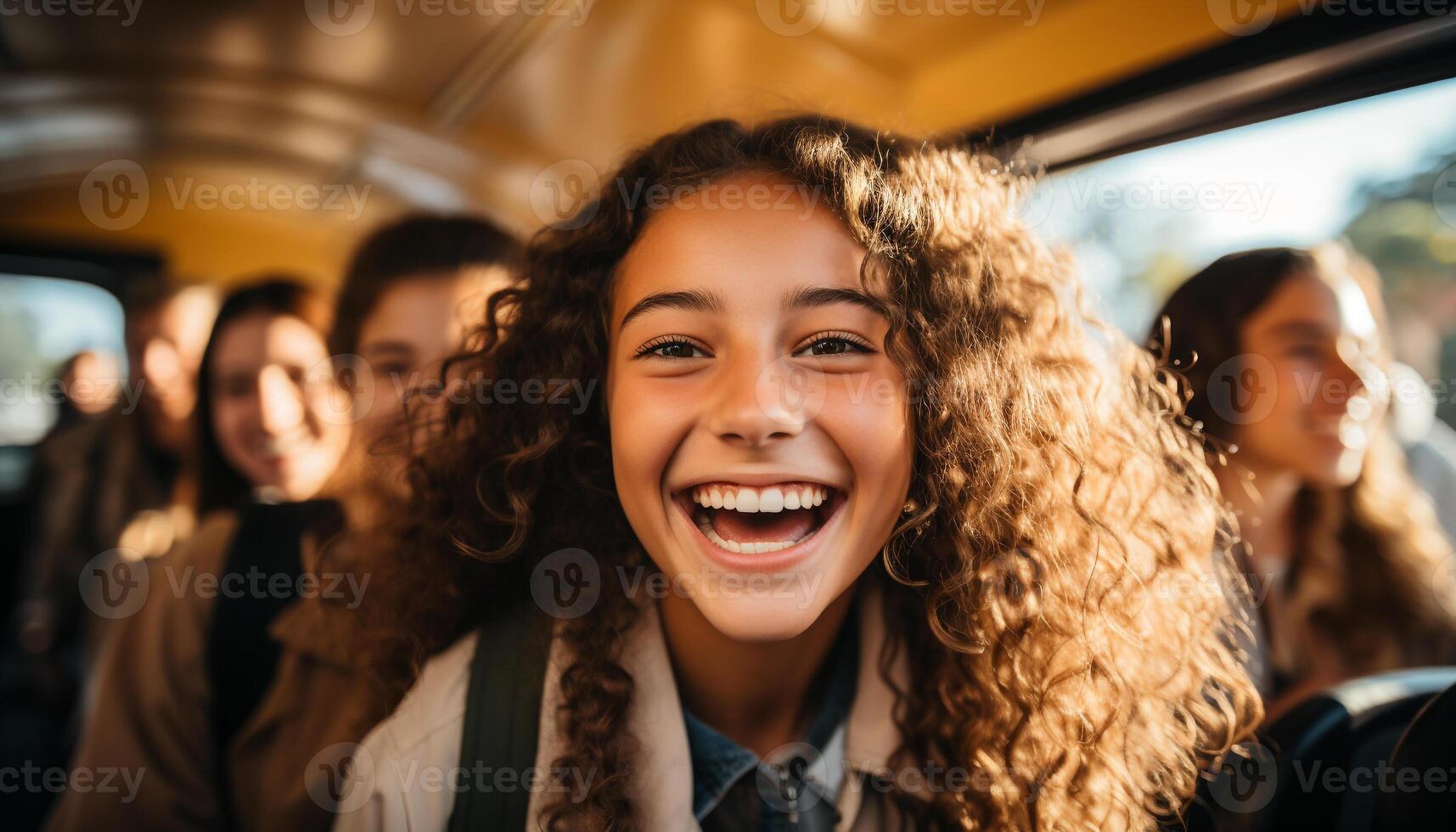 ai generato un' gruppo di giovane adulti godendo un' divertimento strada viaggio generato di ai foto