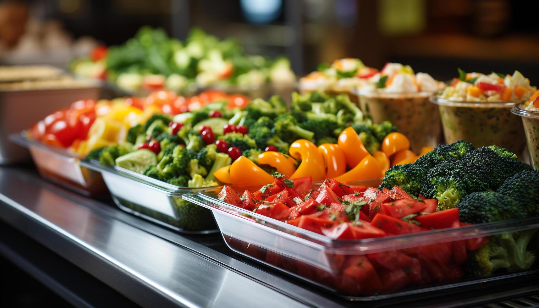 ai generato freschezza e varietà su il tavolo salutare vegetariano buongustaio insalata generato di ai foto