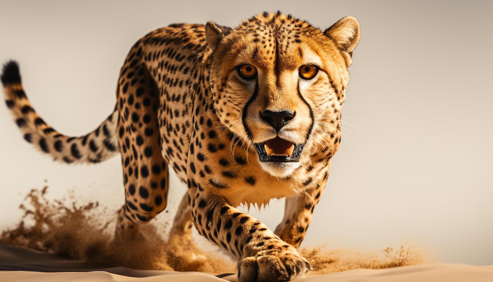 ai generato maestoso ghepardo a piedi nel africano natura selvaggia, Guardando bellezza nel natura generato di ai foto