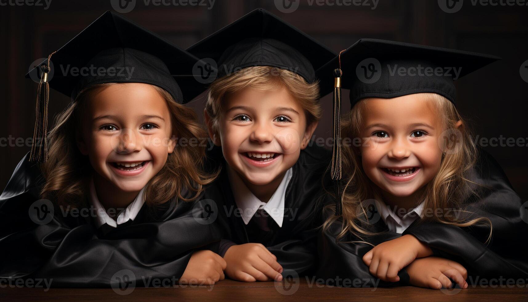 ai generato gruppo di bambini nel scuola uniformi sorridente e guardare a telecamera generato di ai foto