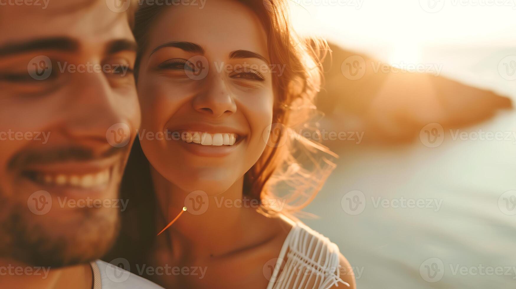 ai generato sorridente uomo e donna poste per il telecamera. generativo ai. foto