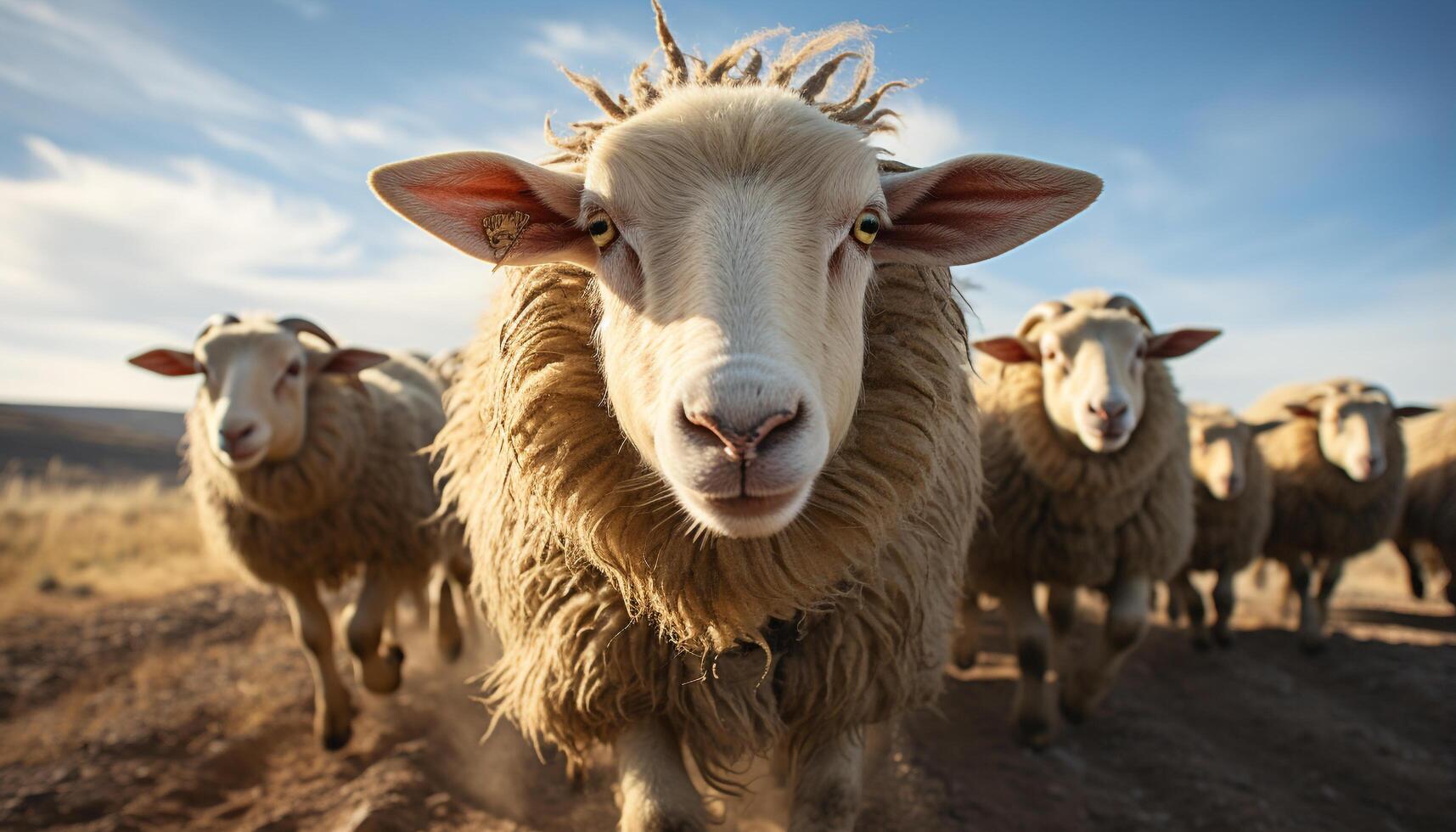 ai generato carino bestiame pascolo su verde prato, natura pittoresco ritratto generato di ai foto