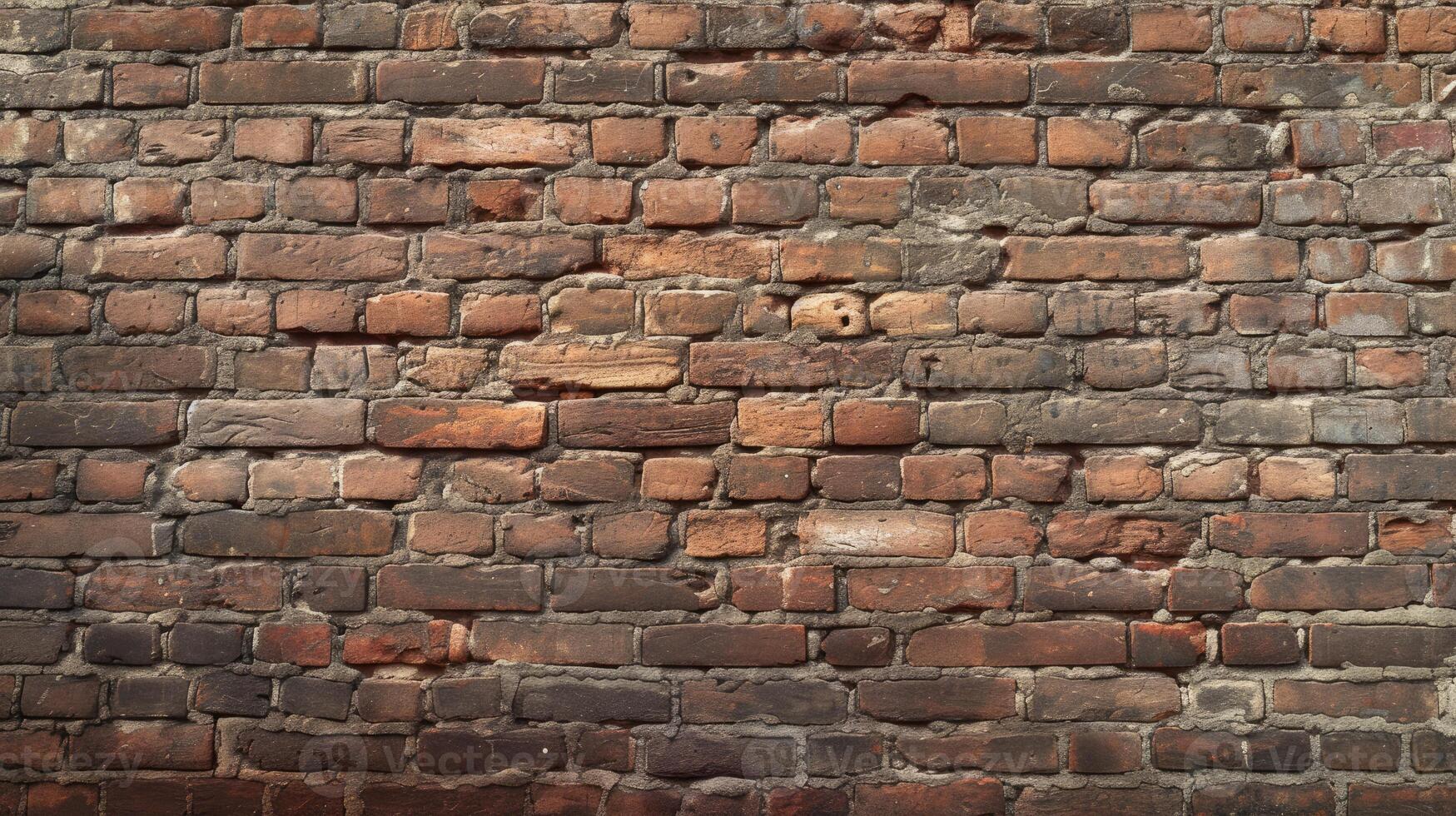 ai generato abbraccio il rustico fascino con un' panoramico Visualizza di largo Marrone mattone parete struttura. ai generato. foto