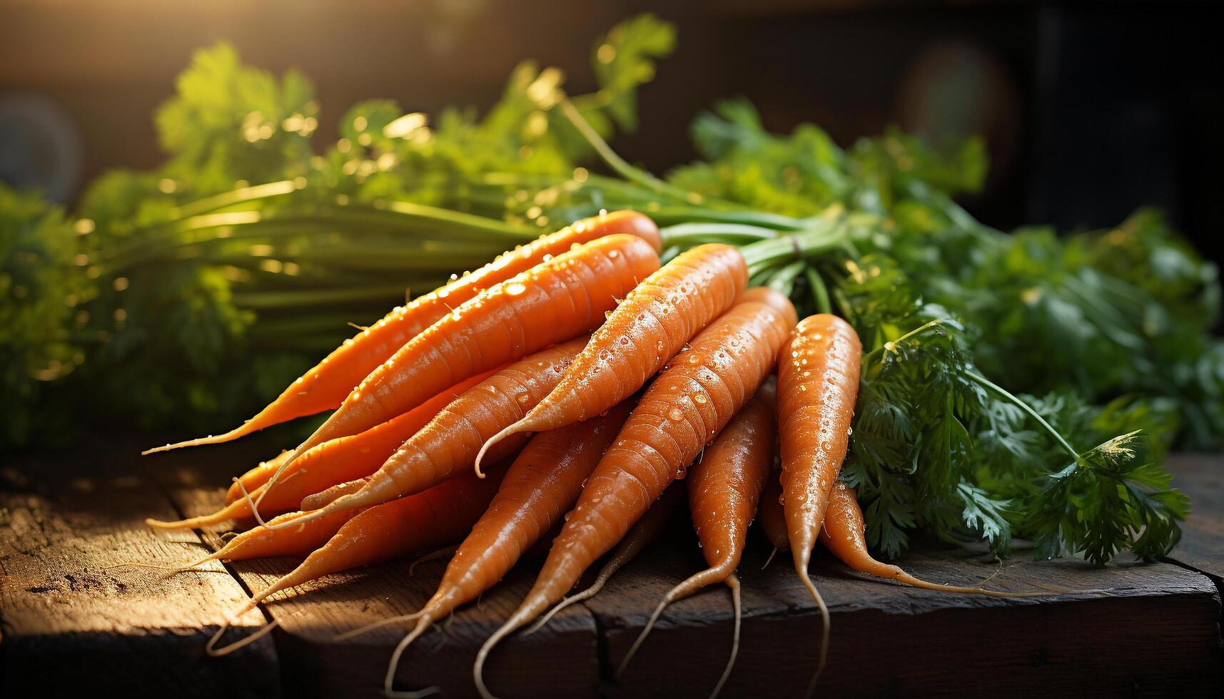ai generato fresco verdura carota, salutare mangiare, biologico foglia, vegetariano cibo generato di ai foto