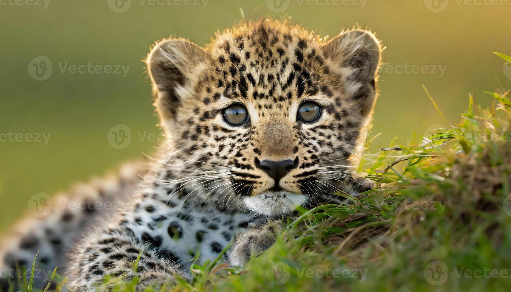 ai generato leopardo cucciolo avvicinamento foto