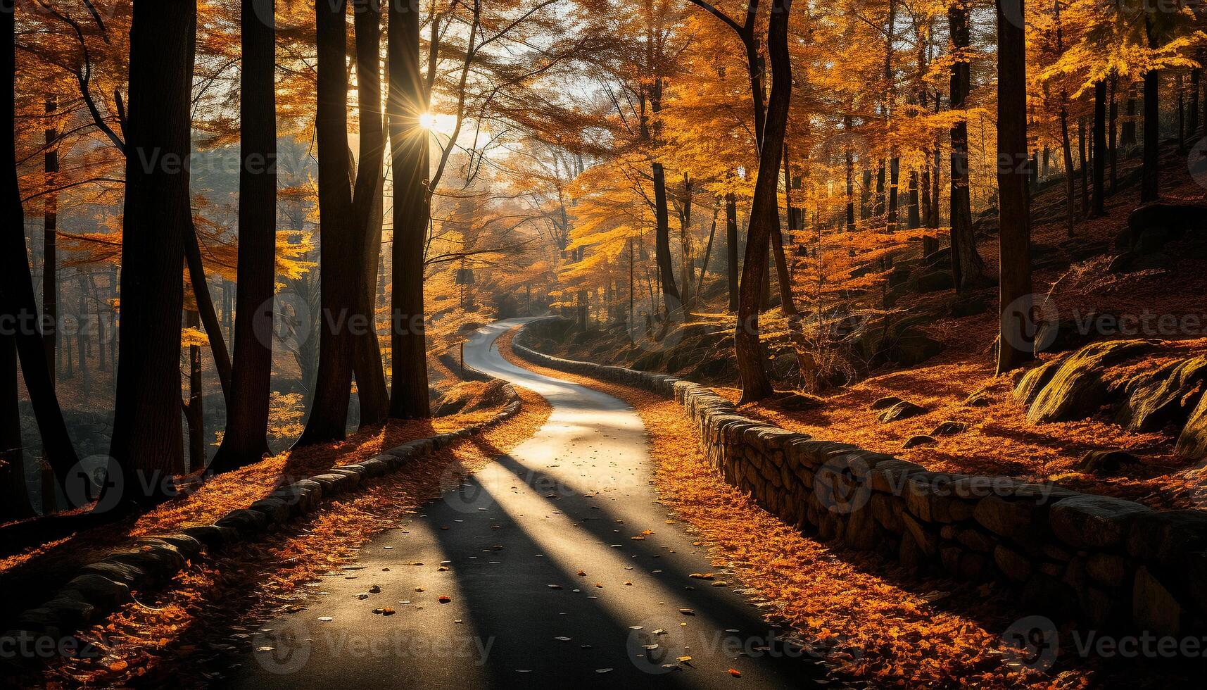 ai generato il autunno foresta bellezza nel natura, vivace colori, e tranquillo scene generato di ai foto