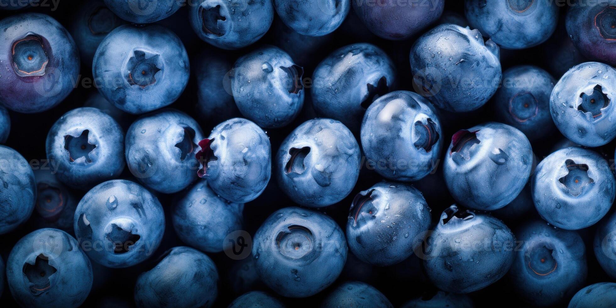 ai generato bagnato mirtilli mucchio. cibo sfondo. fresco azienda agricola produrre. maturo frutti di bosco mucchio. generativo ai foto