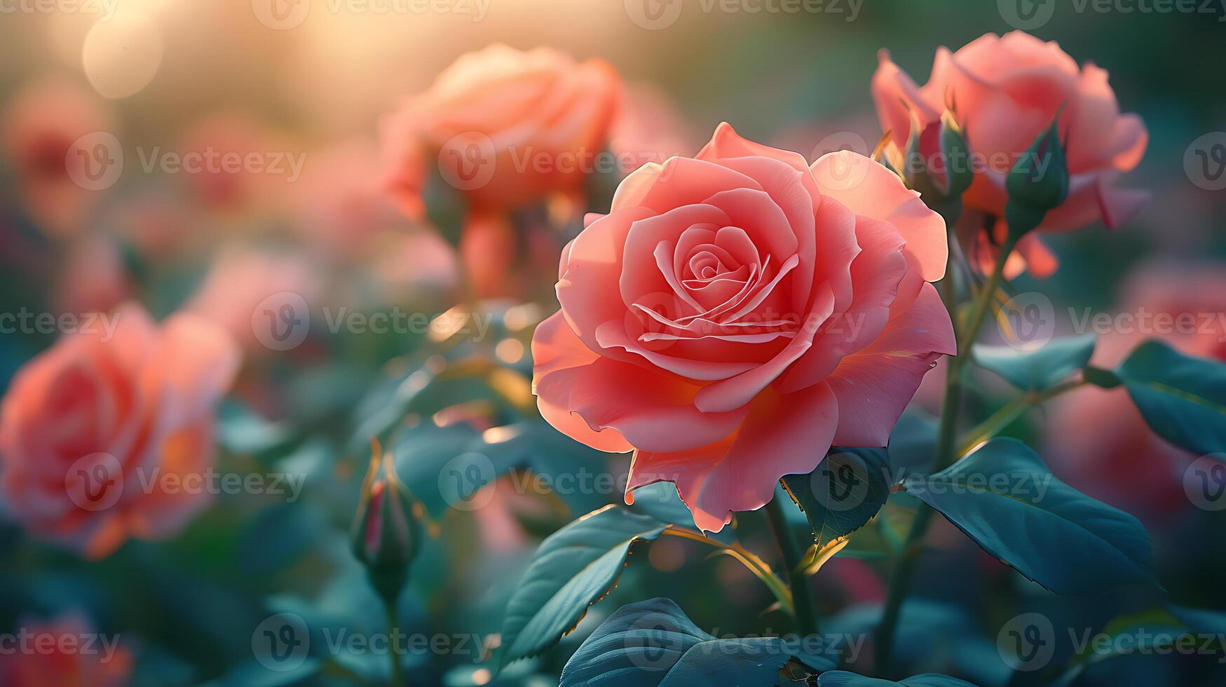 ai generato bellissimo rosa rosa fiori vicino su Visualizza foto