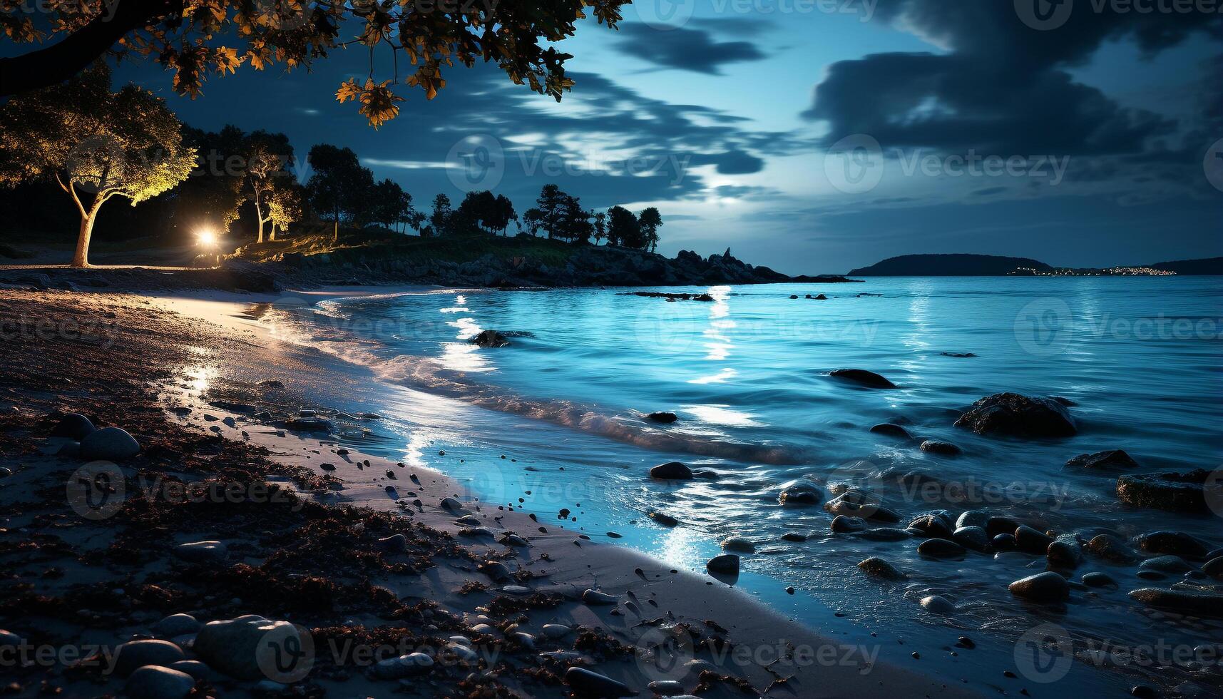 ai generato tramonto al di sopra di il tranquillo costa, riflettendo il bellezza di natura generato di ai foto