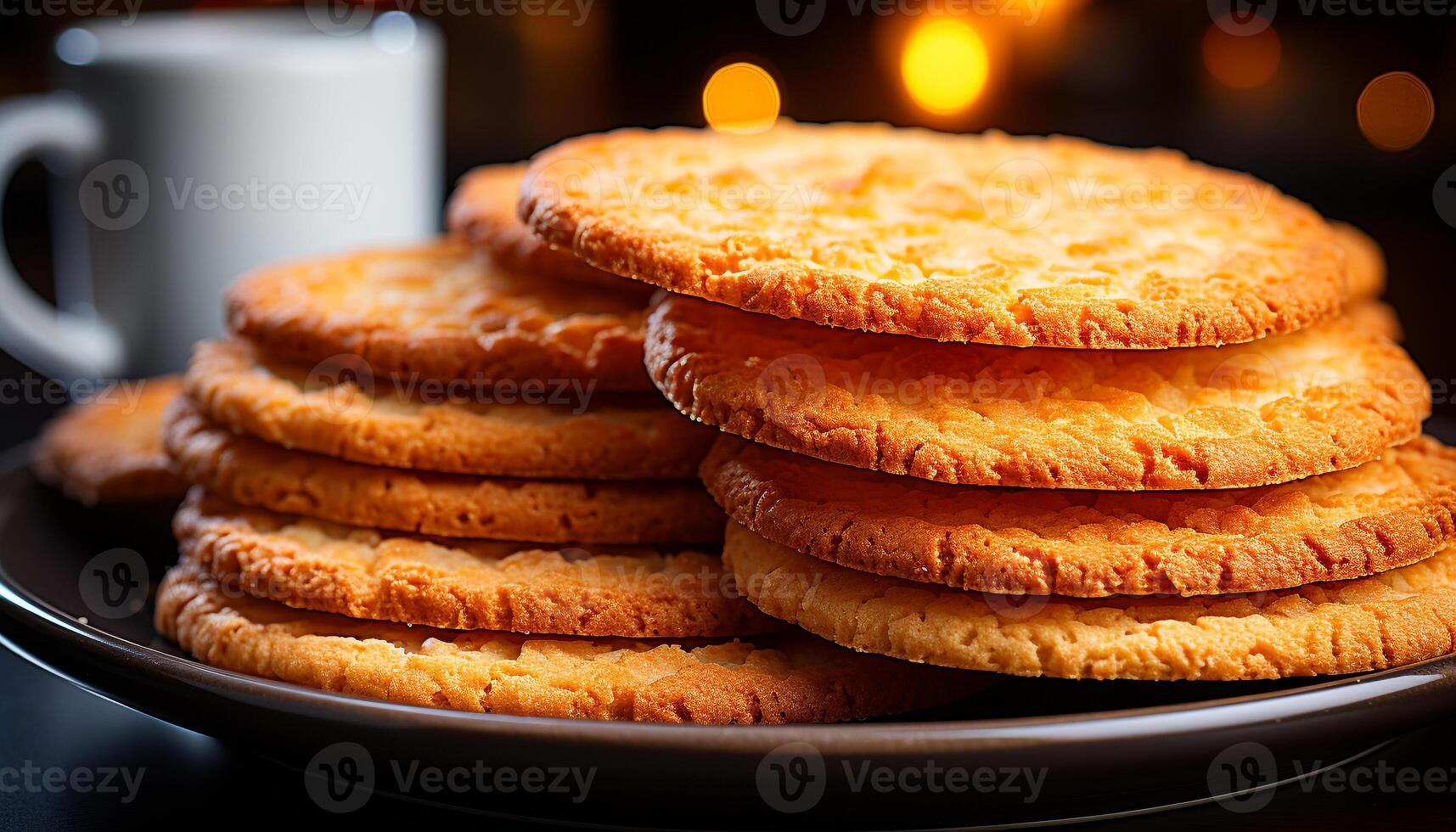 ai generato appena al forno fatti in casa cioccolato patata fritta biscotti su un' di legno tavolo generato di ai foto