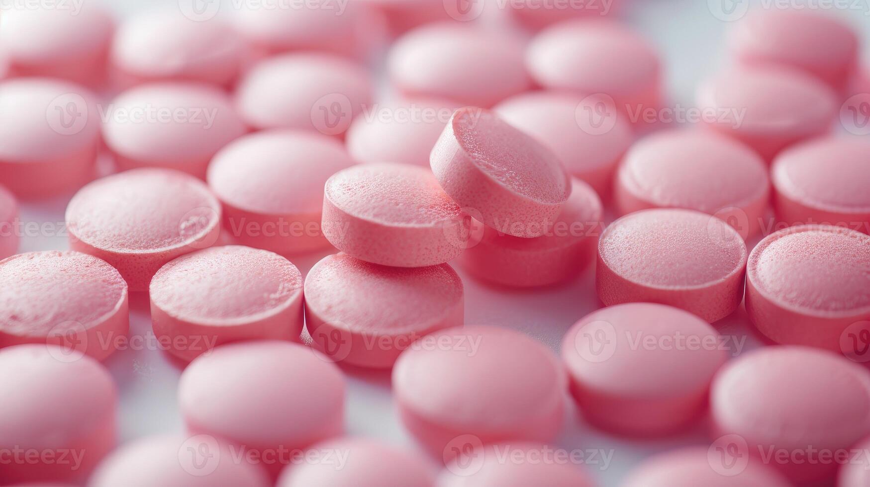 ai generato rosa tavoletta pillole ordinatamente disposte su un' bianca sfondo, simboleggiante medico cura e benessere, ai generato. foto