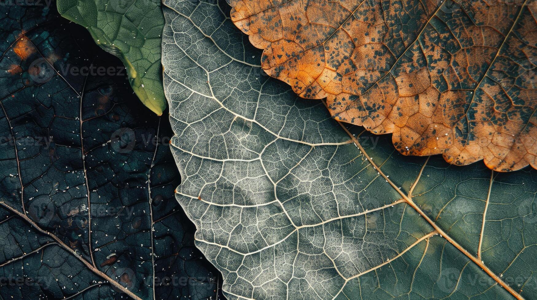 ai generato avvicinamento di un autunno di foglia intricato struttura, in mostra vivace tonalità. ai generato foto