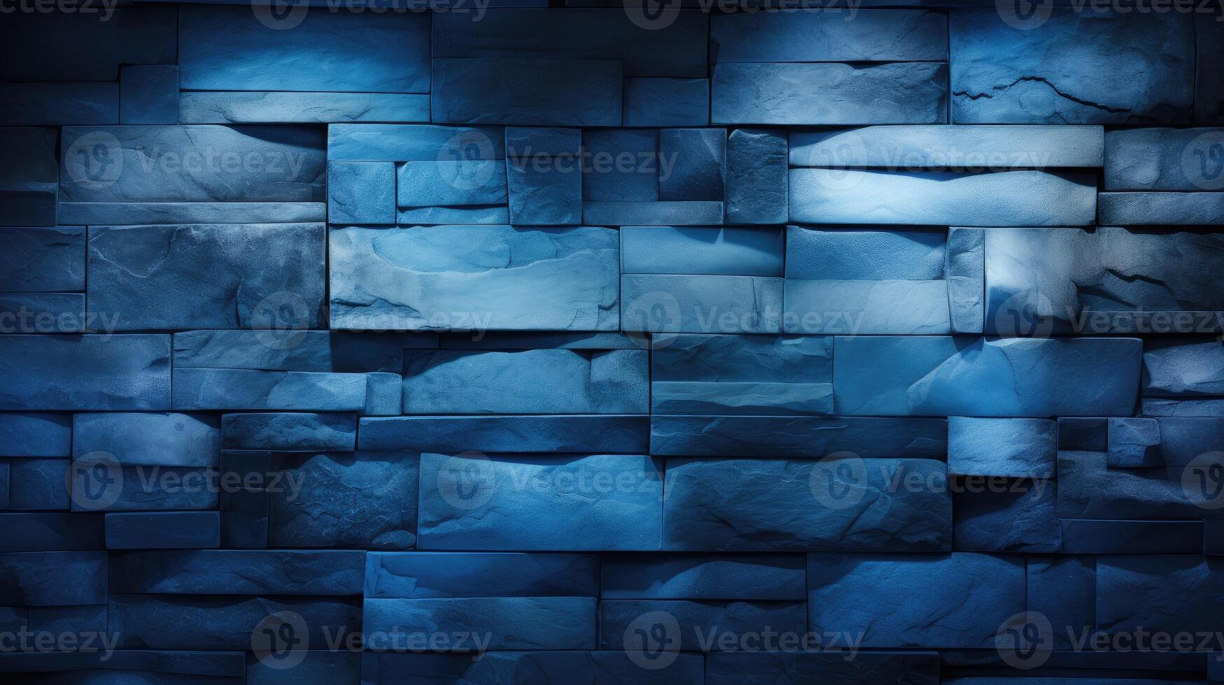ai generato architettonico dettaglio di un' illuminato di blu strutturato pietra parete, aggiungendo un' moderno e intrigante ambiente. ai generato. foto