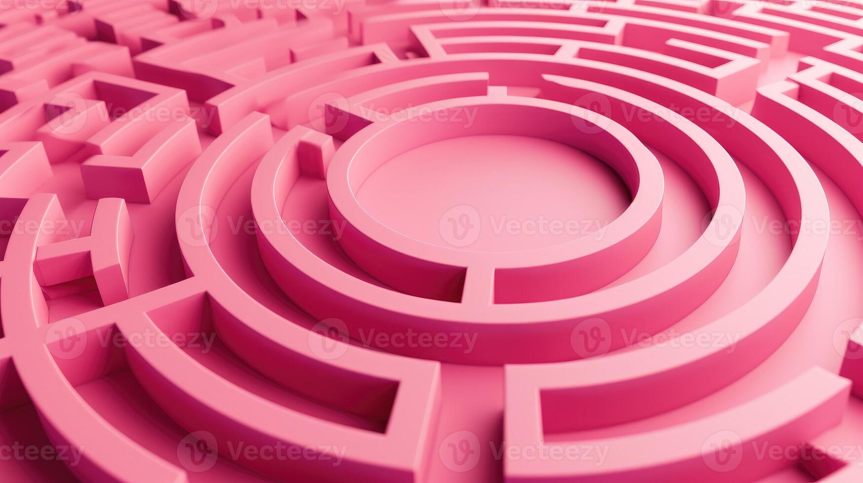 ai generato navigare attraverso un' ipnotizzante rosa labirinto principale per un' circolare centro, ai generato. foto