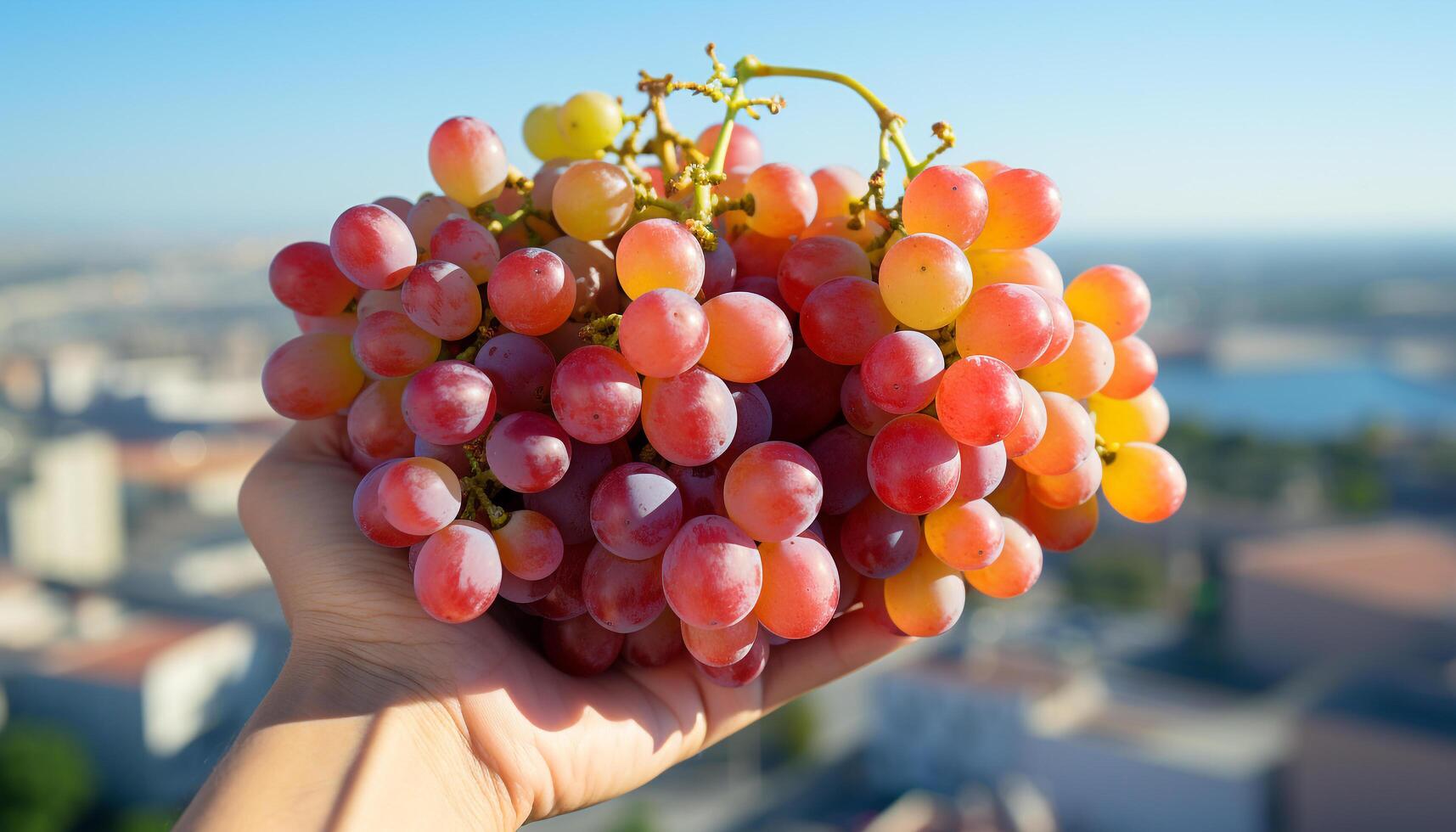 ai generato salutare mangiare all'aperto fresco frutta, vigneto, e biologico raccogliere generato di ai foto