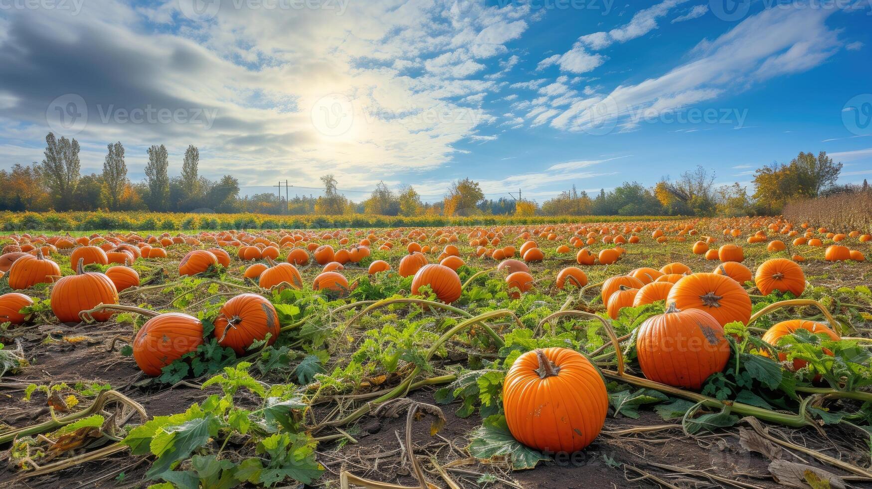 ai generato un' zucca toppa bagnata nel luce del sole su un' bellissimo autunno giorno, cattura il essenza di il stagione. ai generato. foto